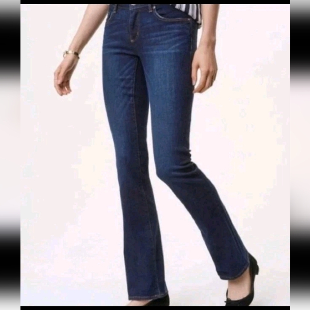 Loft Outlet Mid-Rise Slim Flare Bootcut Dark Wash Jeans Size 8 Modern Casual